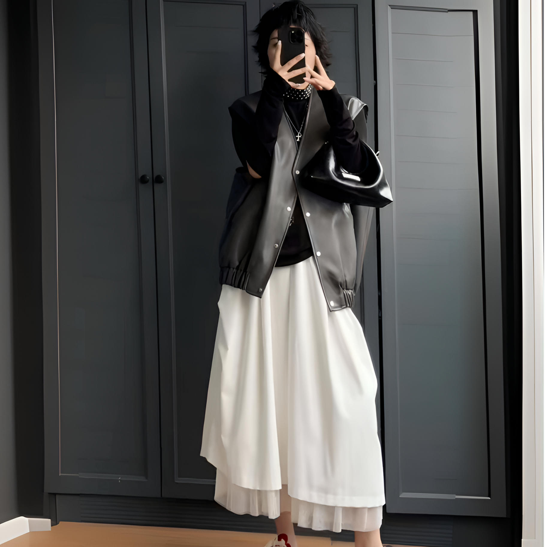 YUXI▪️2025春季新款欧韩版立体高级感复古皮衣马夹外套女