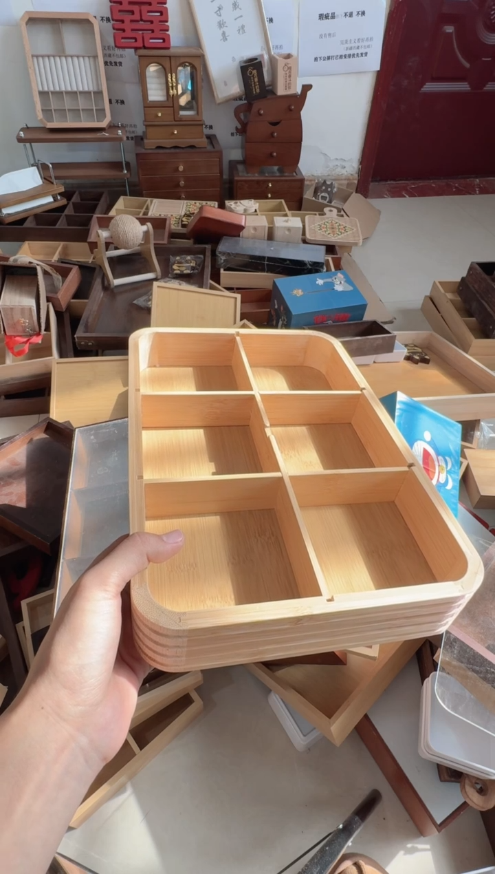 竹木原木色六宫格➕亚克力盖子