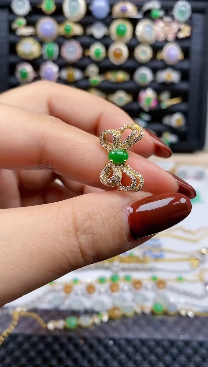 银S925镶嵌戒指翡翠293