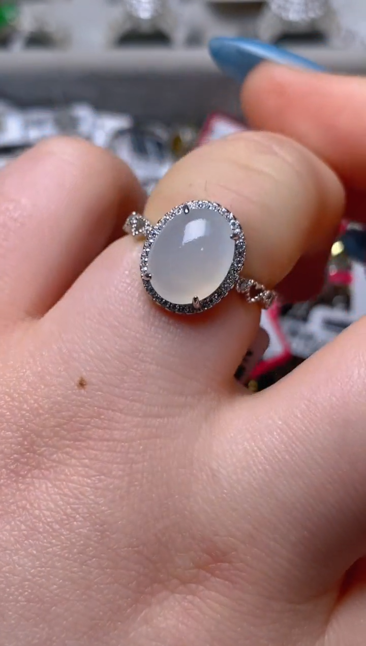银S925镶嵌戒指翡翠百内无证书