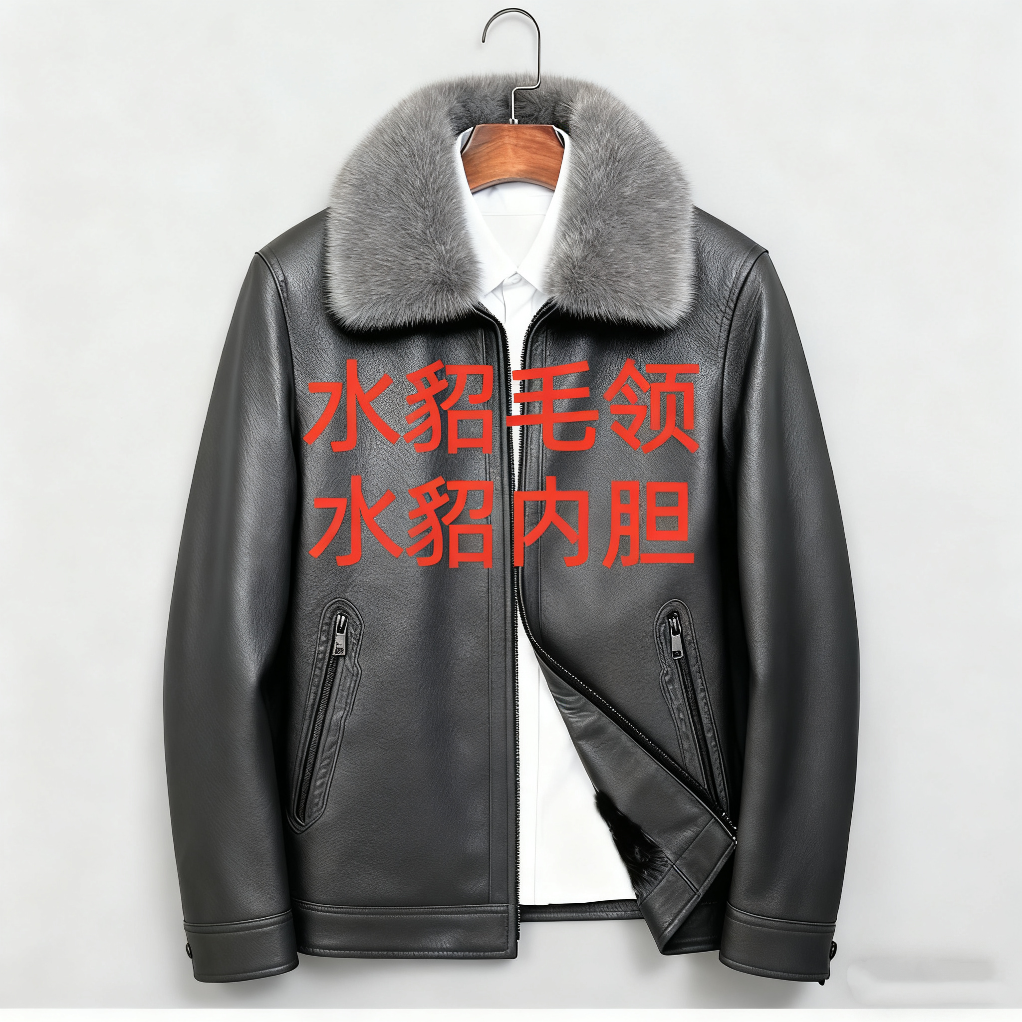 24006-新西兰原纹鹿皮翻领整貂百搭真皮男士外套RR