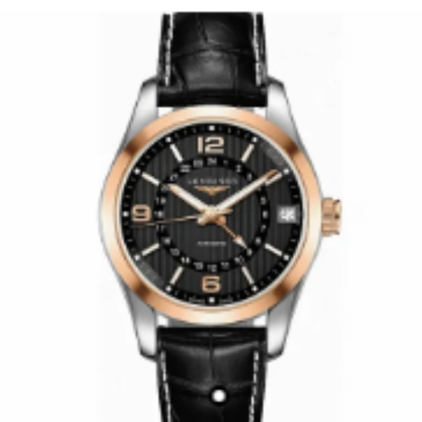 99新 Longines/浪琴 L2.799.5.56.3/康铂双时区黑18k间金/表径42