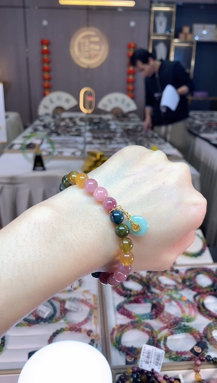 未镶嵌老矿碧玺单圈手串8mm+碧玺dan多样性发货一条