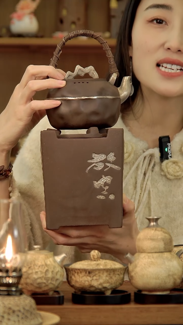 言野手作 放空碳炉+见山提梁壶