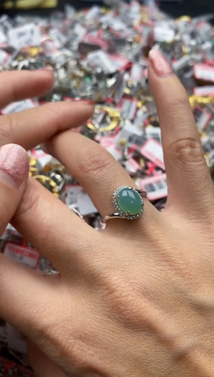 【闪购商品】翡翠戒指银S925镶嵌44444---4