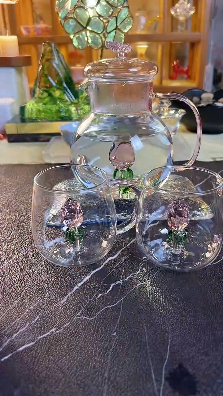 一壶六杯玫瑰茶具