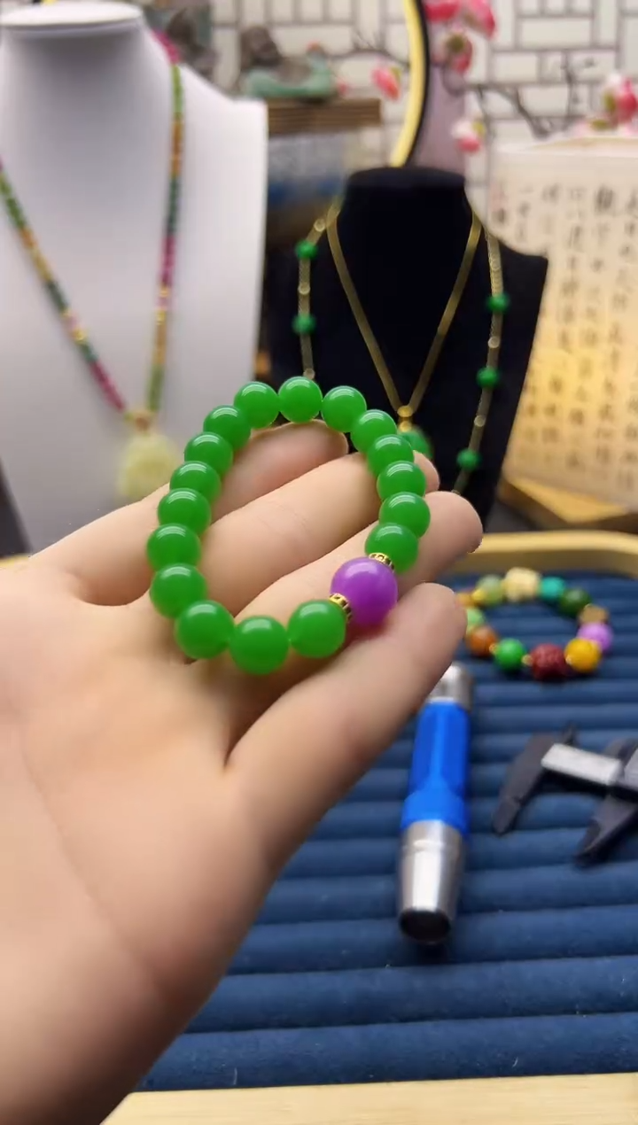 【闪购商品】翡翠手链14K金镶嵌S437