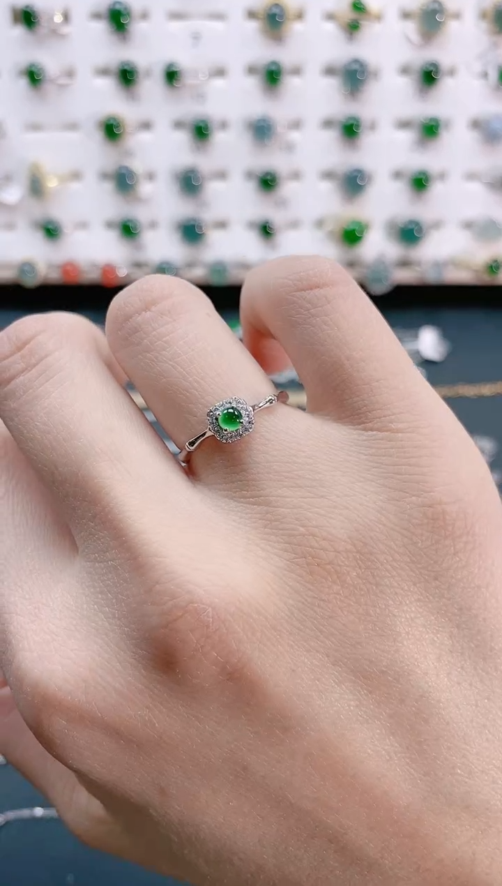 【闪购商品】翡翠戒指银S925镶嵌天然翡翠