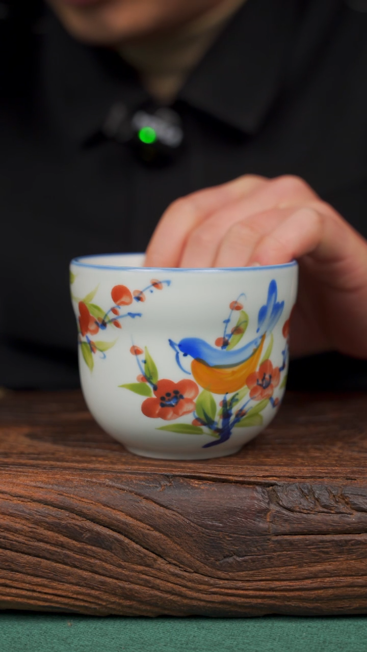 【闪购商品】瓷片85寻一缕瓷香杯釉下手工手绘瓷器