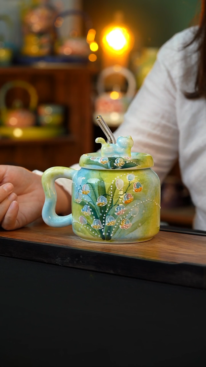 杯手绘心瓷陶瓷浮力