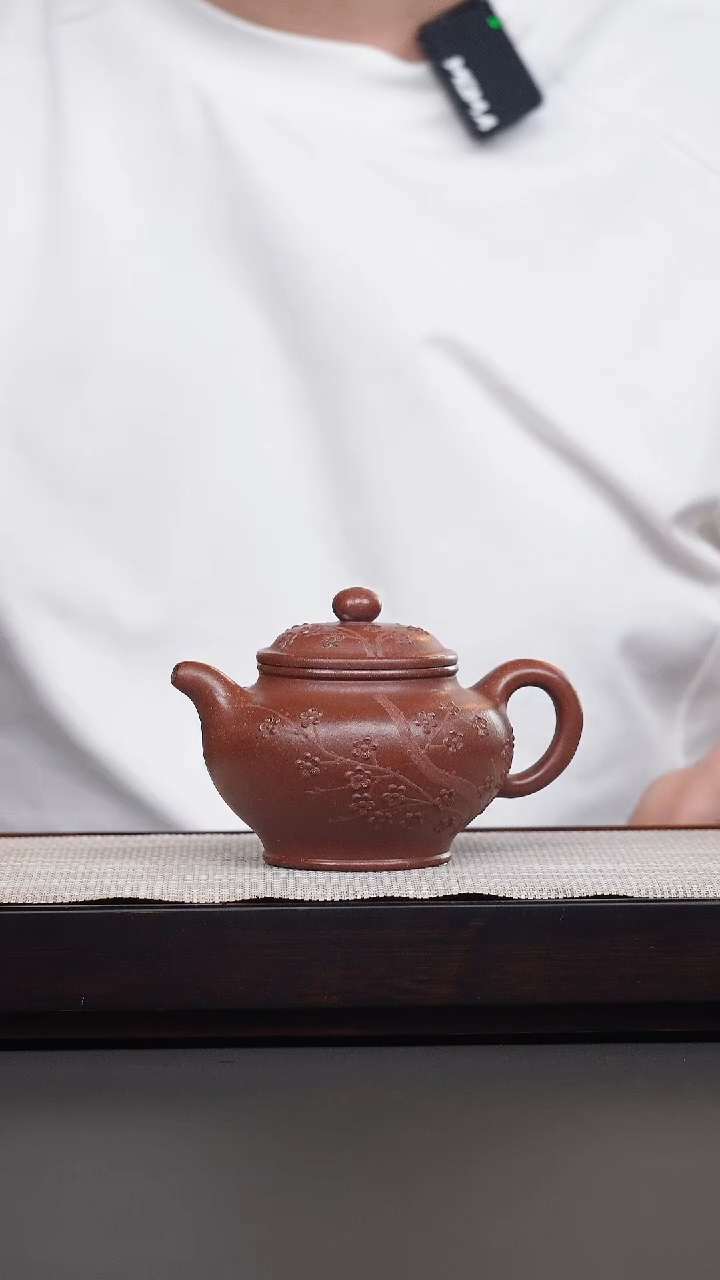 茶壶紫砂红降坡堆绘掇只