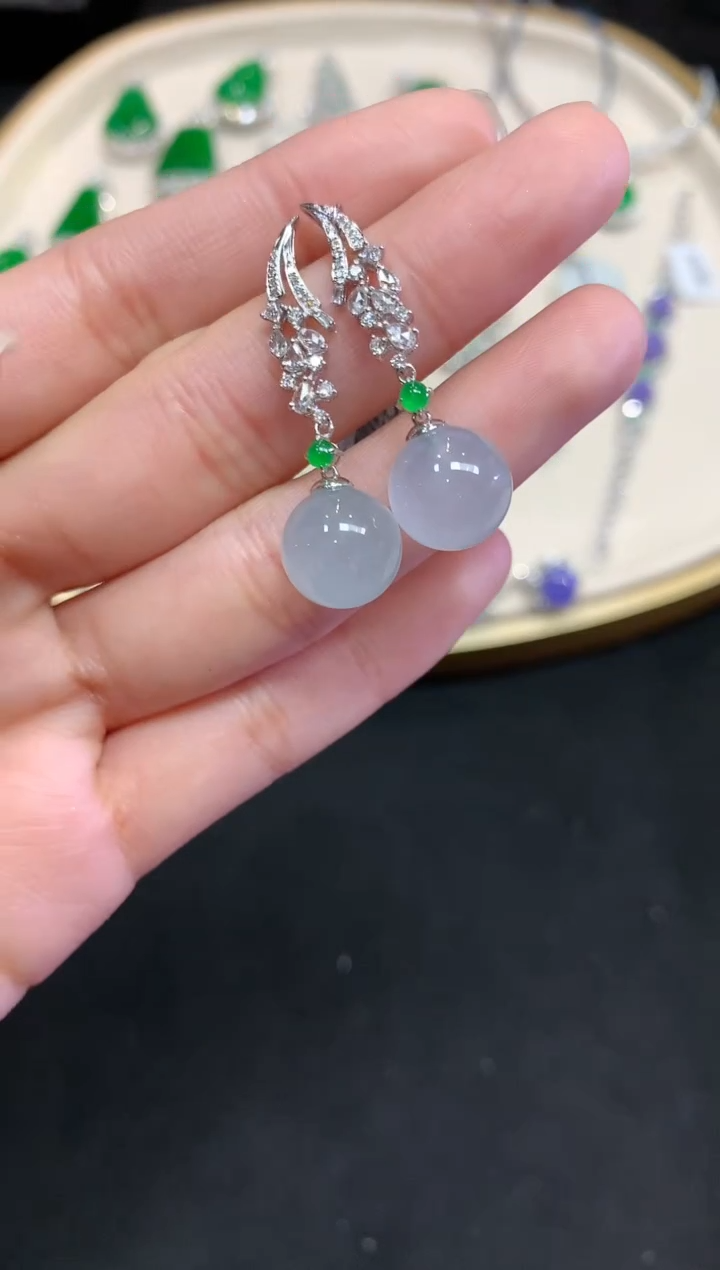 【闪购商品】翡翠耳饰18K金镶嵌W597|13800