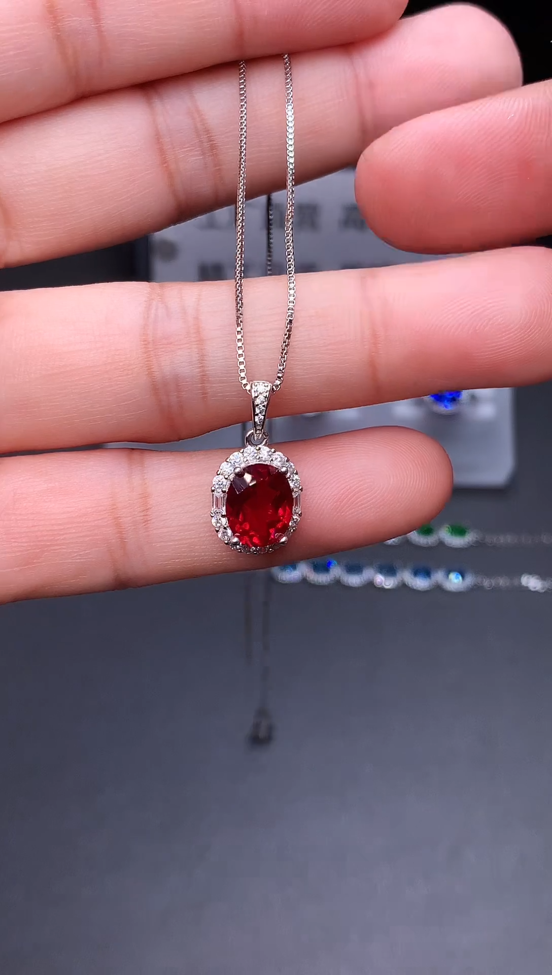 颈饰银S925镶嵌红宝石22