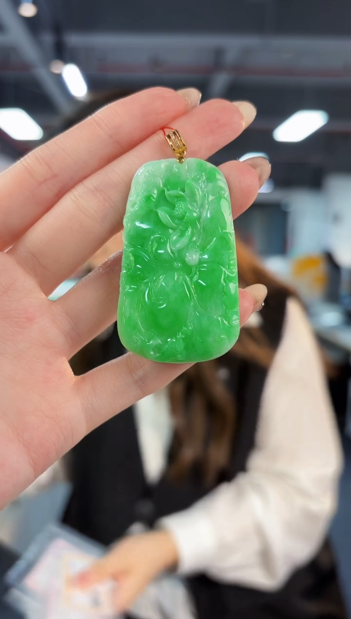 【闪购商品】翡翠颈饰18K金镶嵌缅料A货/支持复检/一件