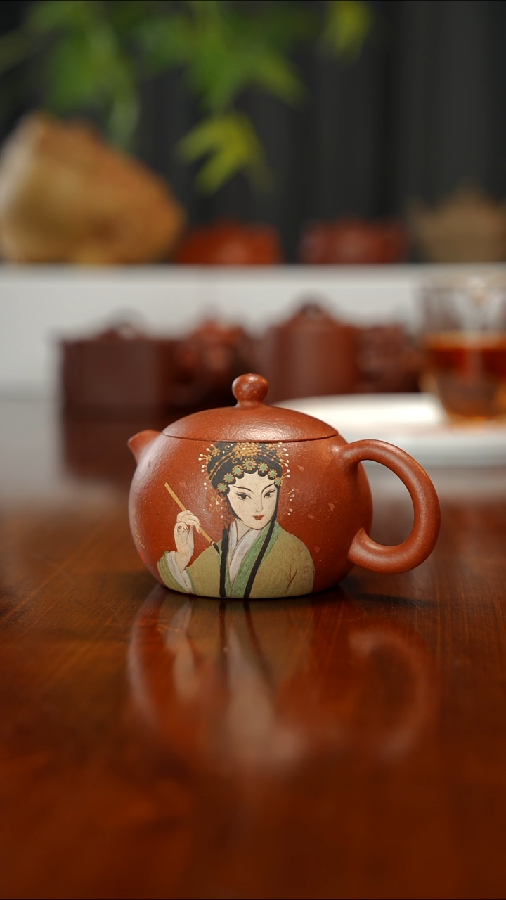 茶壶紫砂西施 茗薇泥绘 施建超全手