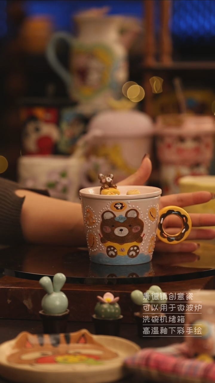 陶瓷景德镇可爱陶瓷釉下彩绘设计师款