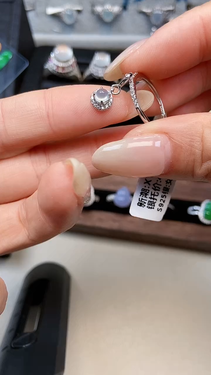 银S925镶嵌戒指翡翠6861