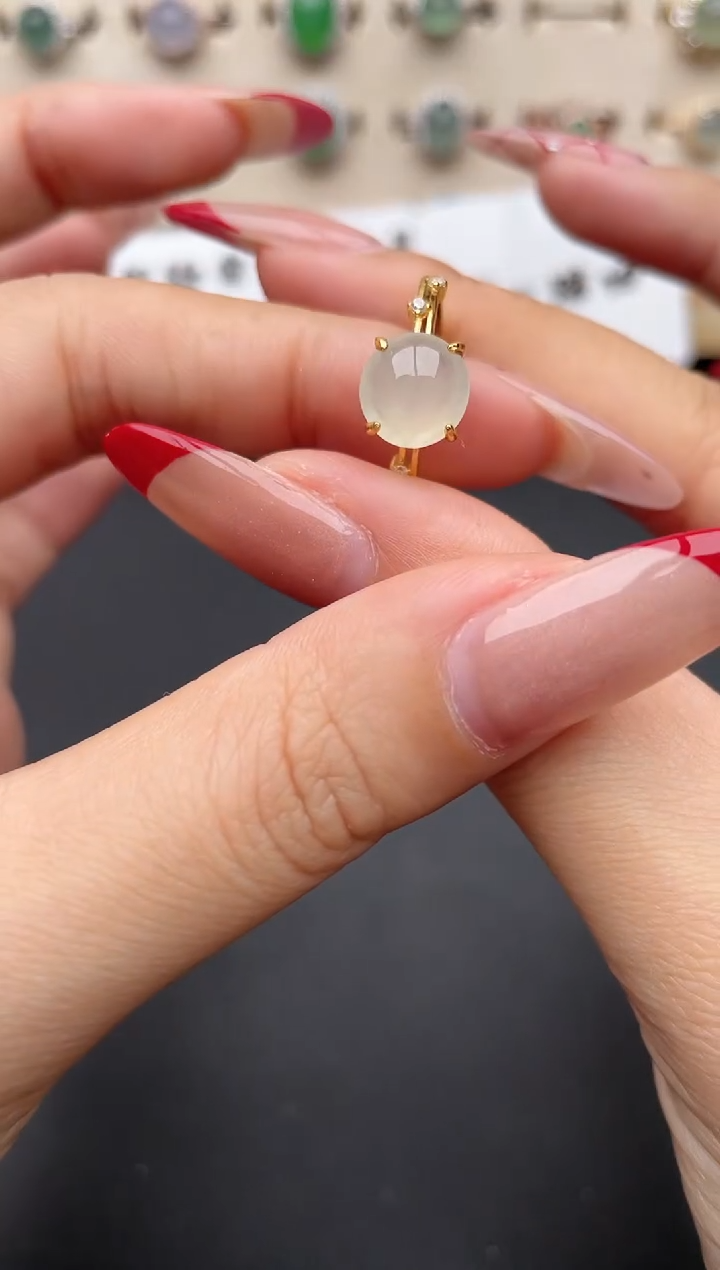 【闪购商品】翡翠戒指银S925镶嵌一物一证一礼盒·