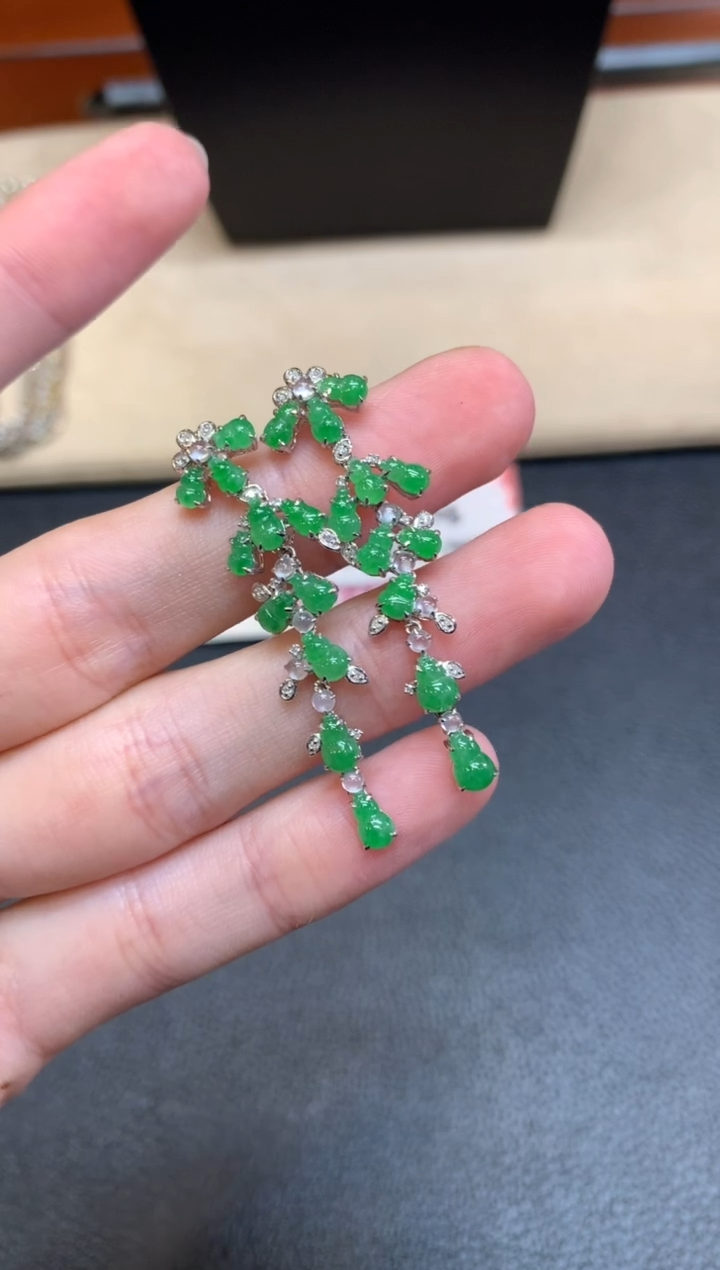 【闪购商品】翡翠耳饰18K金镶嵌【无鉴赏期】