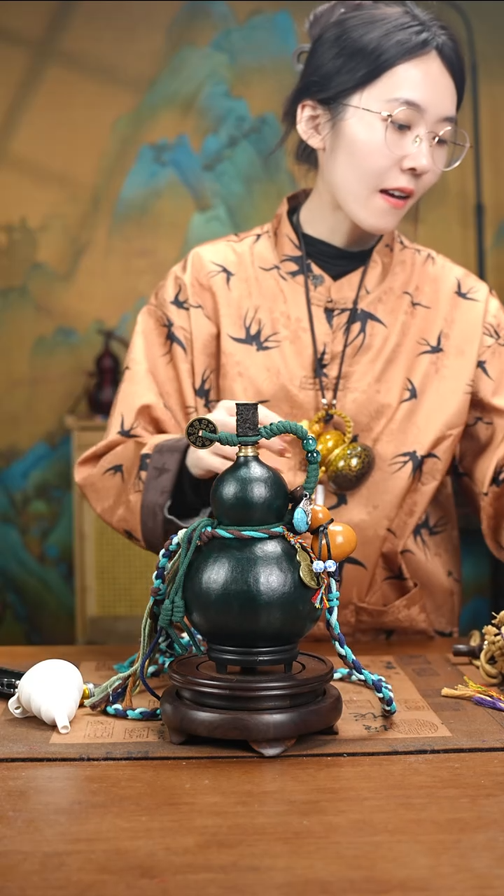 XK075网兜款大漆酒葫芦（现货现发）+小手捏