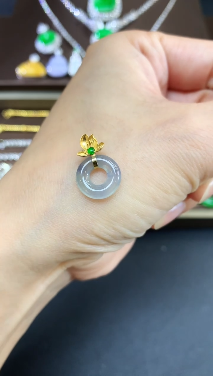 吊坠(不含链)18K金镶嵌翡翠154|1980