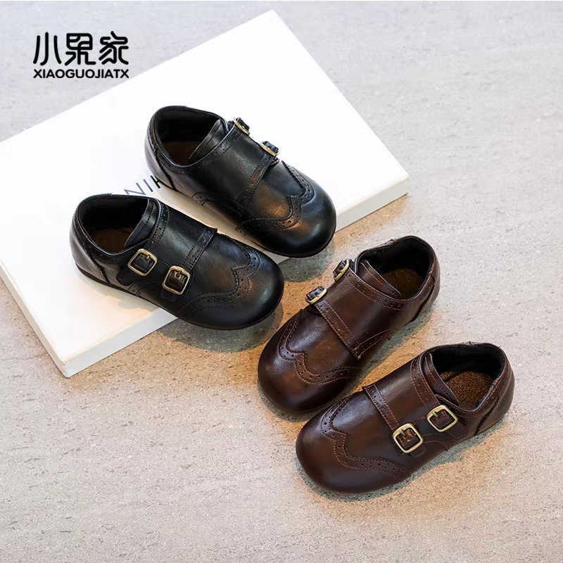 秋冬季真皮韩系文艺范轻便加绒魔术贴单鞋