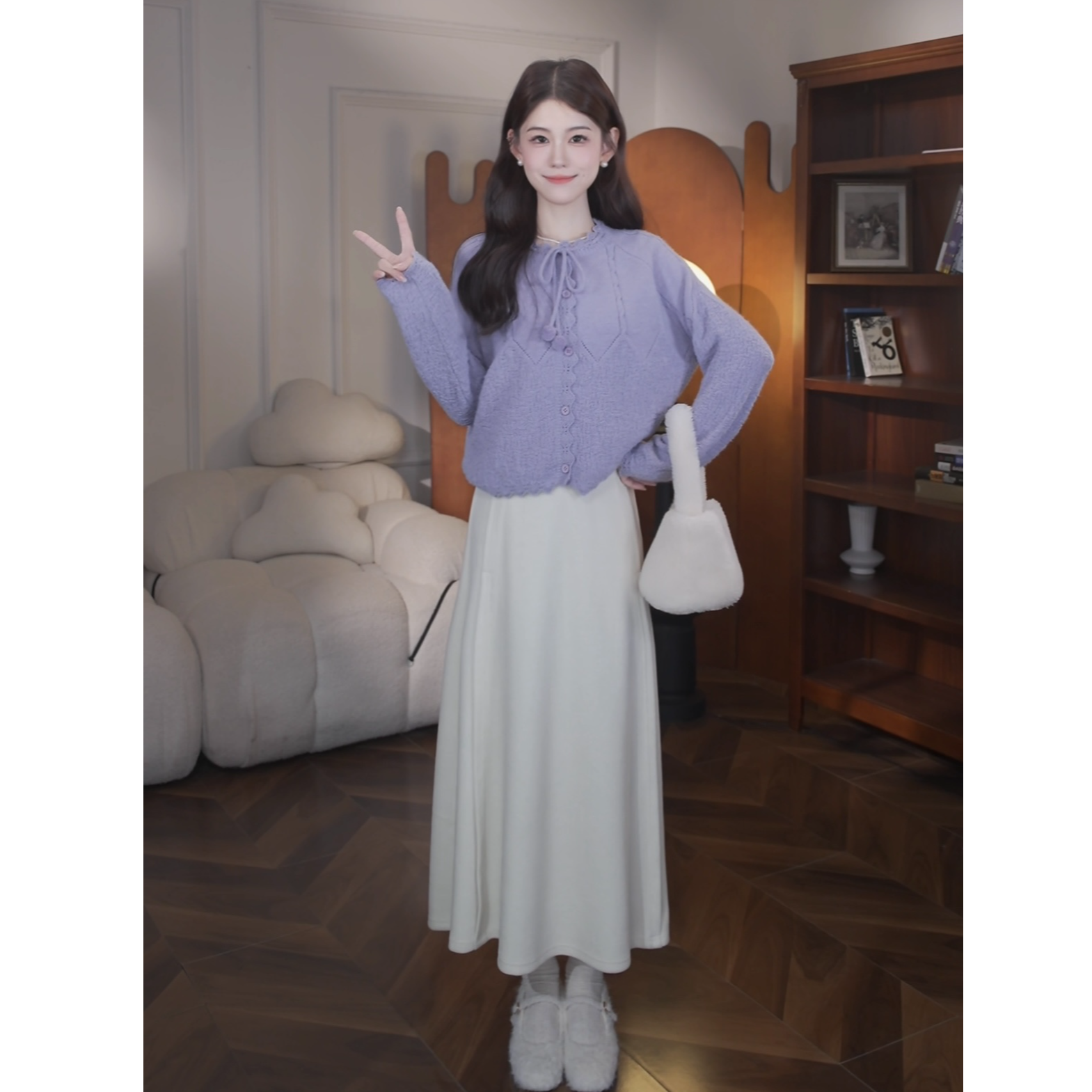 鹿向南【亿点心动】冬季法式甜静感减龄韩系学院风百搭显白厚款套装