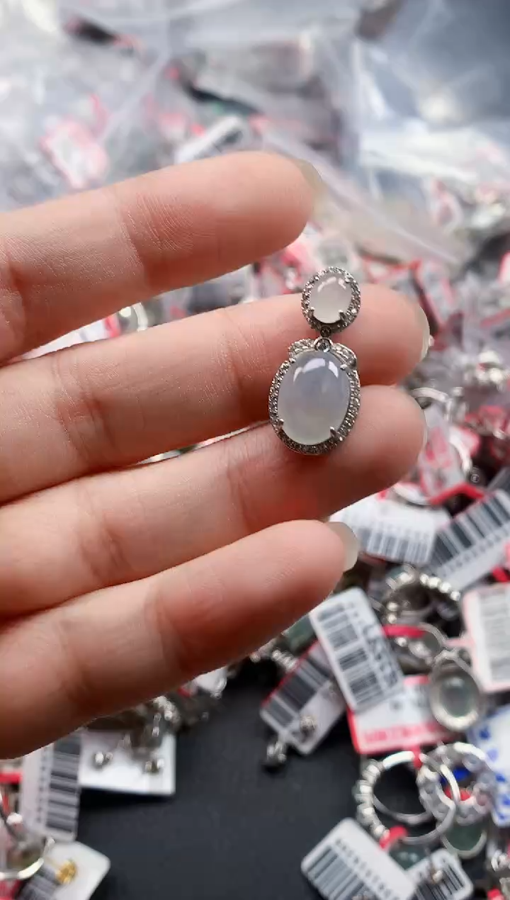 银S925镶嵌戒指翡翠天然A货缅甸翡翠