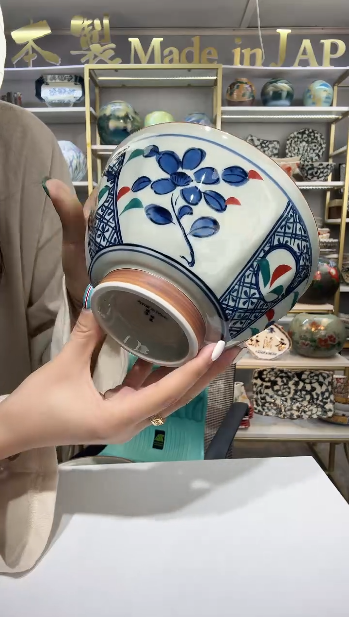 瓷京古染16厘米斗笠面碗一只