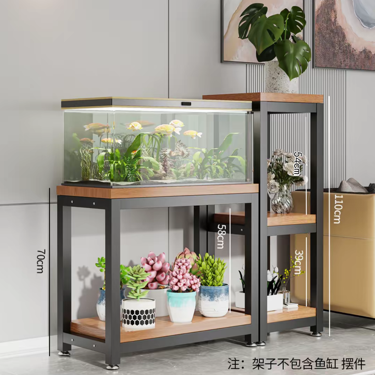 D款组合鱼缸架子鱼缸桌子底柜底座小型金属铁艺水簇箱底架托架桌