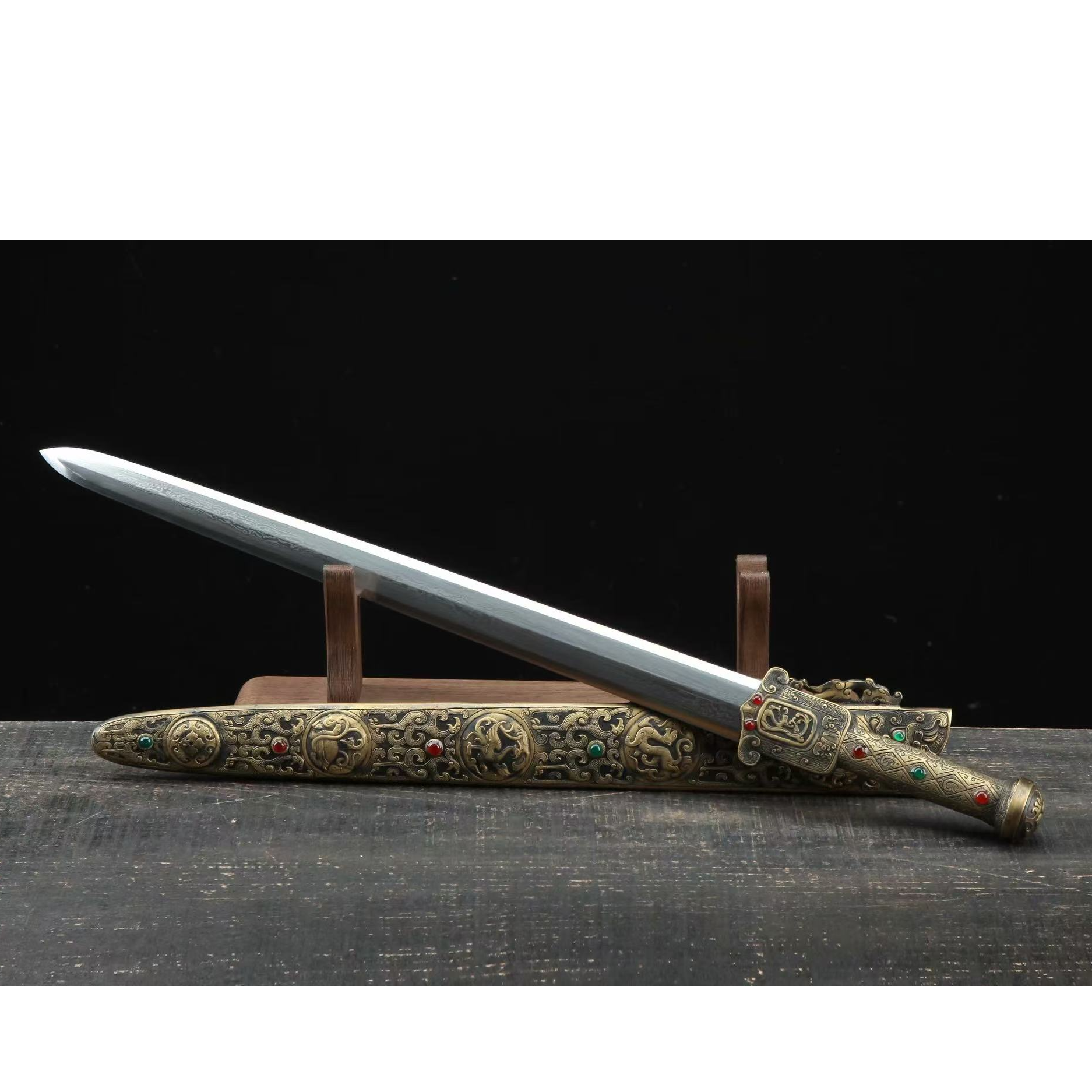 【干将剑】直播手工摆件收藏未开刃花纹钢唐剑龙泉剑刀剑优质