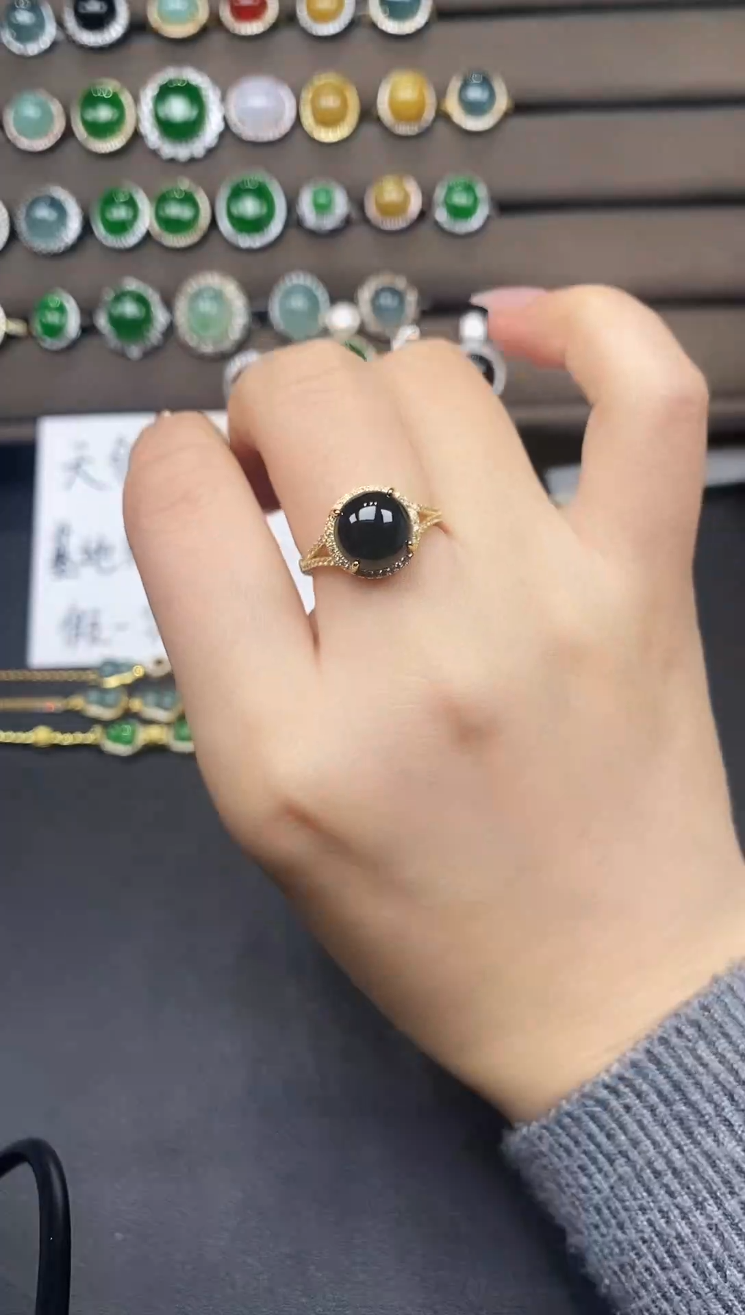 银S925镶嵌戒指翡翠111