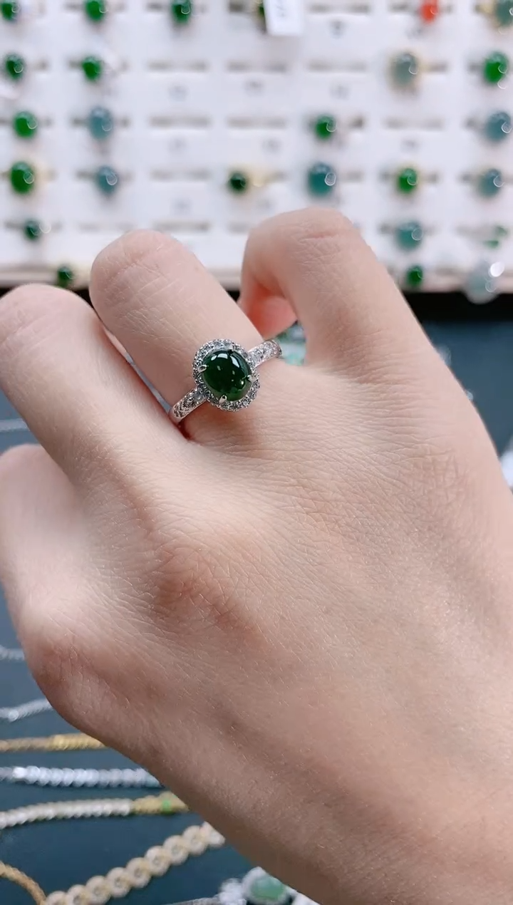 【闪购商品】翡翠戒指银S925镶嵌天然翡翠