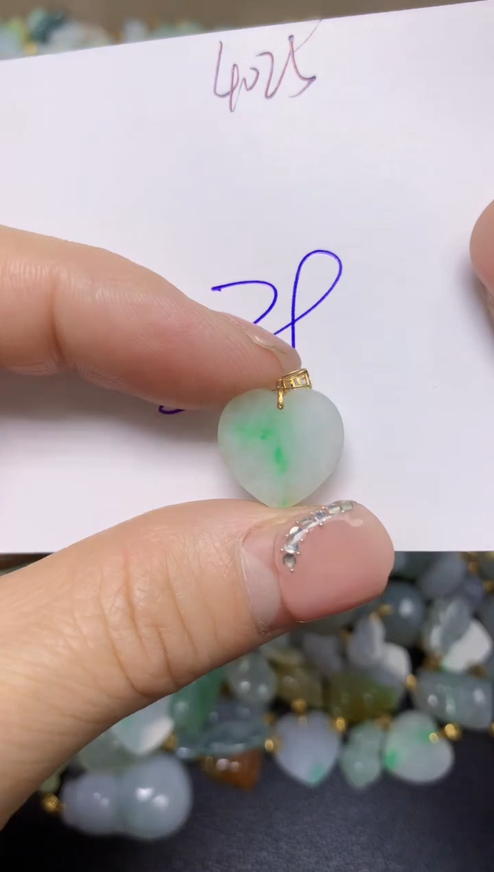 【闪购商品】翡翠挂件18K金镶嵌 天然翡翠A货