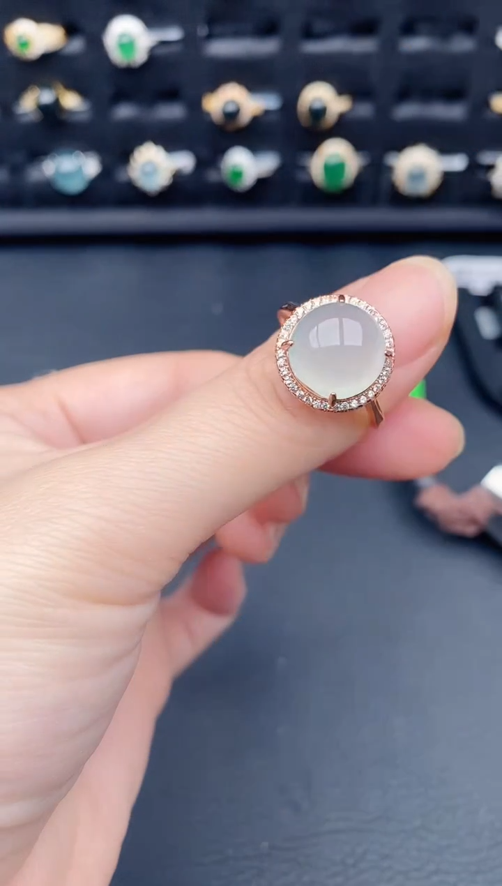 银S925镶嵌戒指翡翠天然a货翡翠50