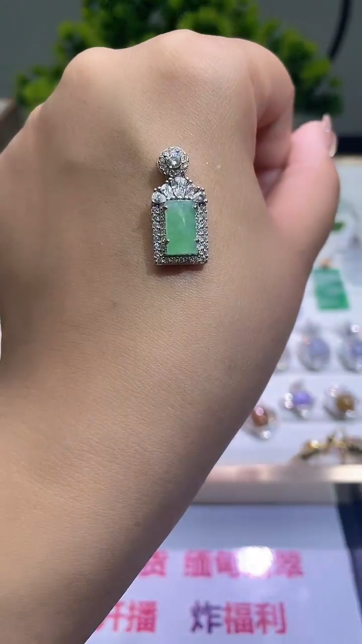 翡翠银S925镶嵌颈饰天然A货缅甸翡翠