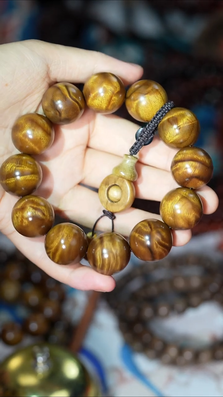 金丝楠手串/手链2.0单圈金丝楠木龙胆纹