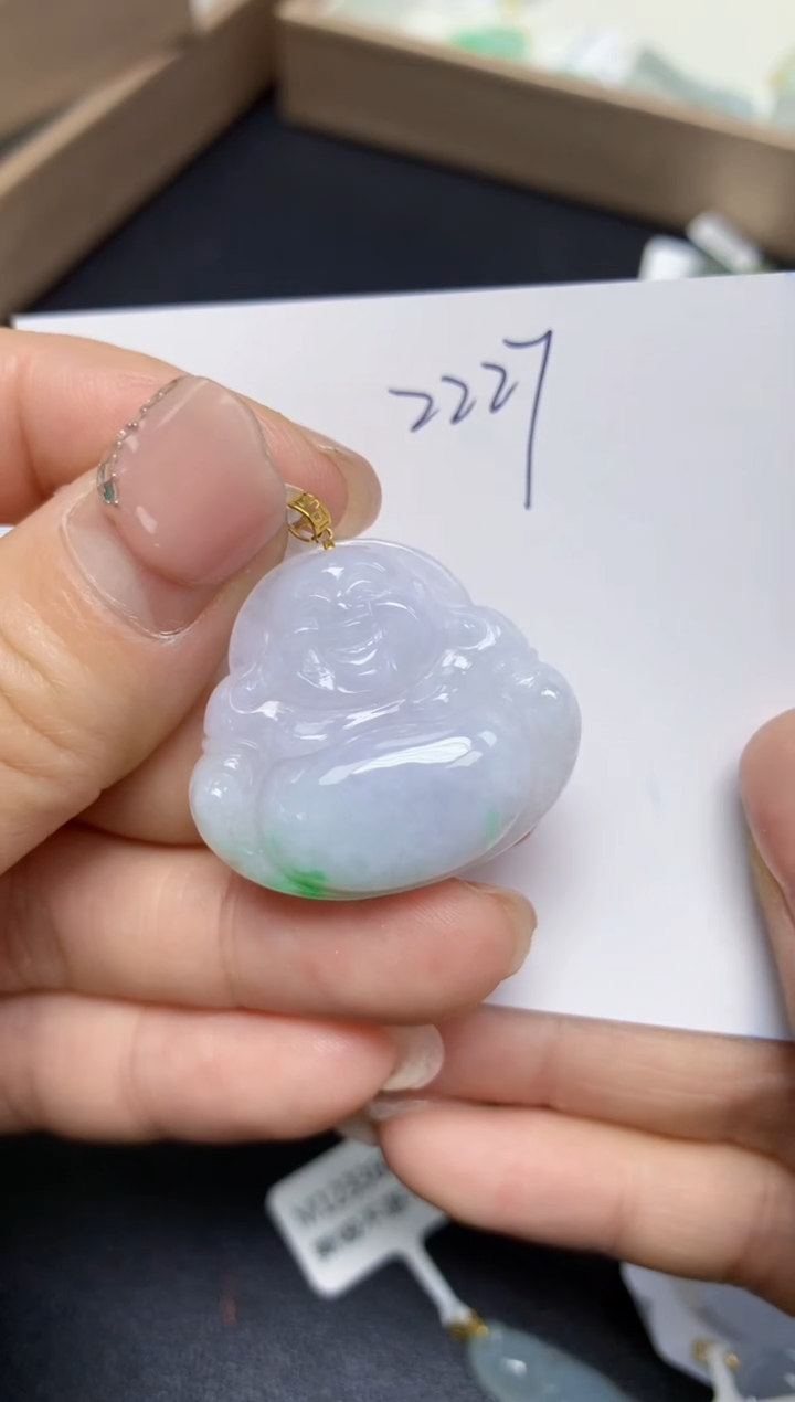 【闪购商品】翡翠挂件18K金镶嵌 天然翡翠A货
