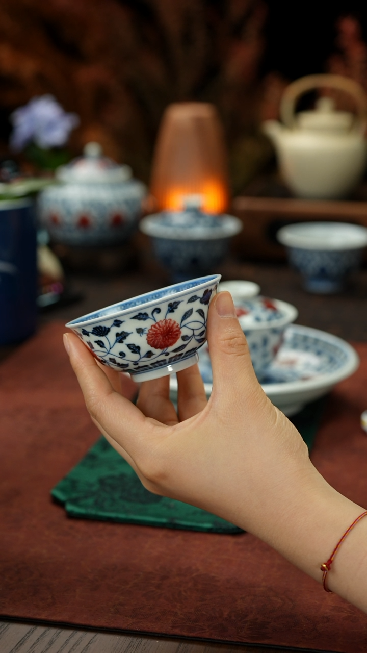 屹朴缠枝四季花撇口杯买买买买买