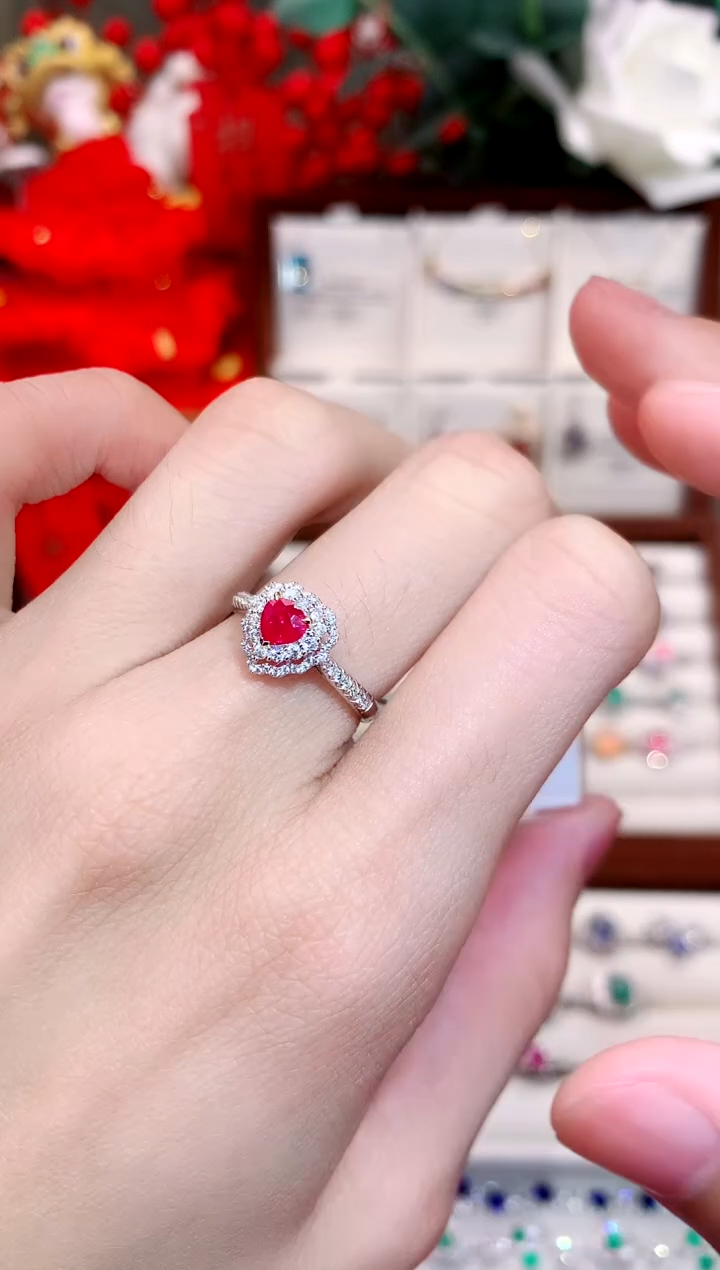 【闪购商品】红宝石戒指18K金镶嵌0.51ct/天然宝石/七天无理由