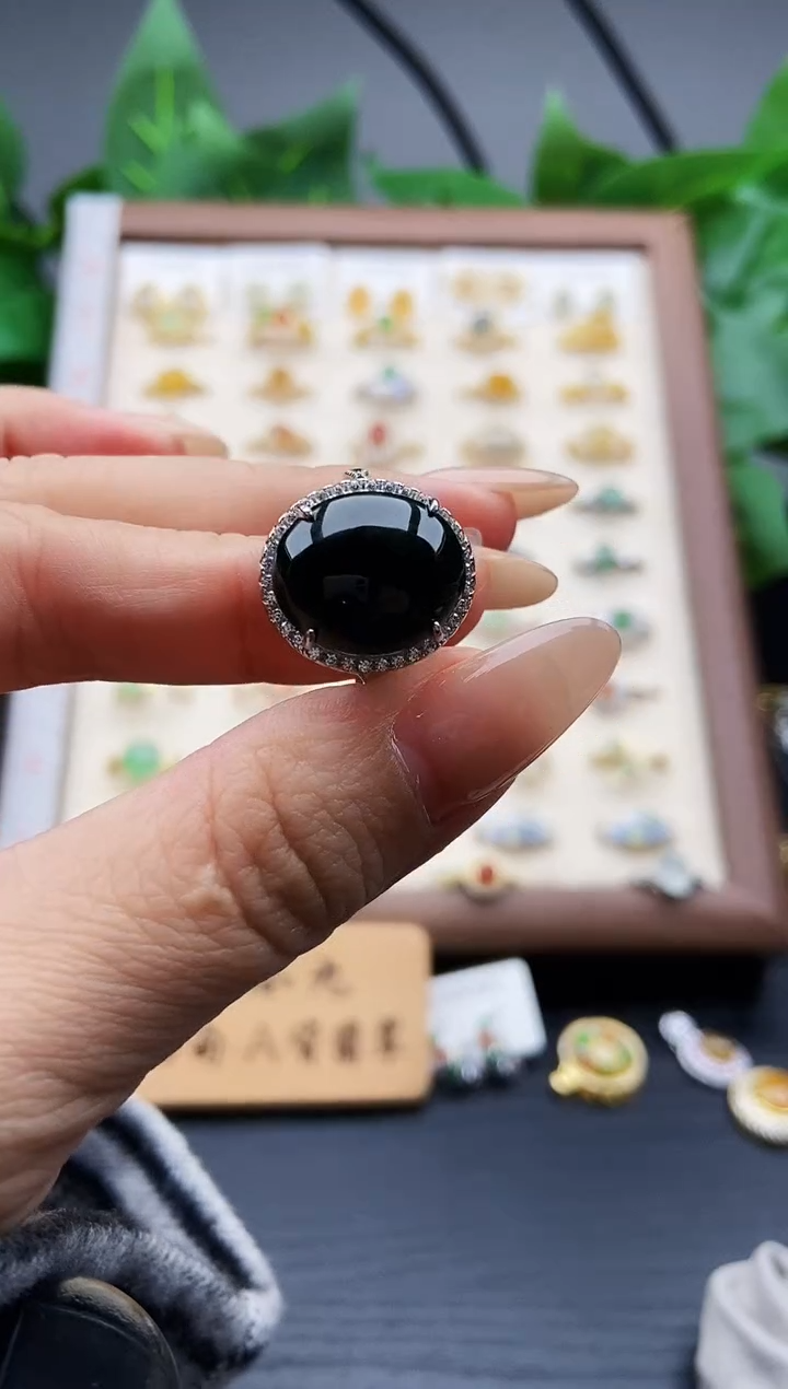 银S925镶嵌戒指翡翠12