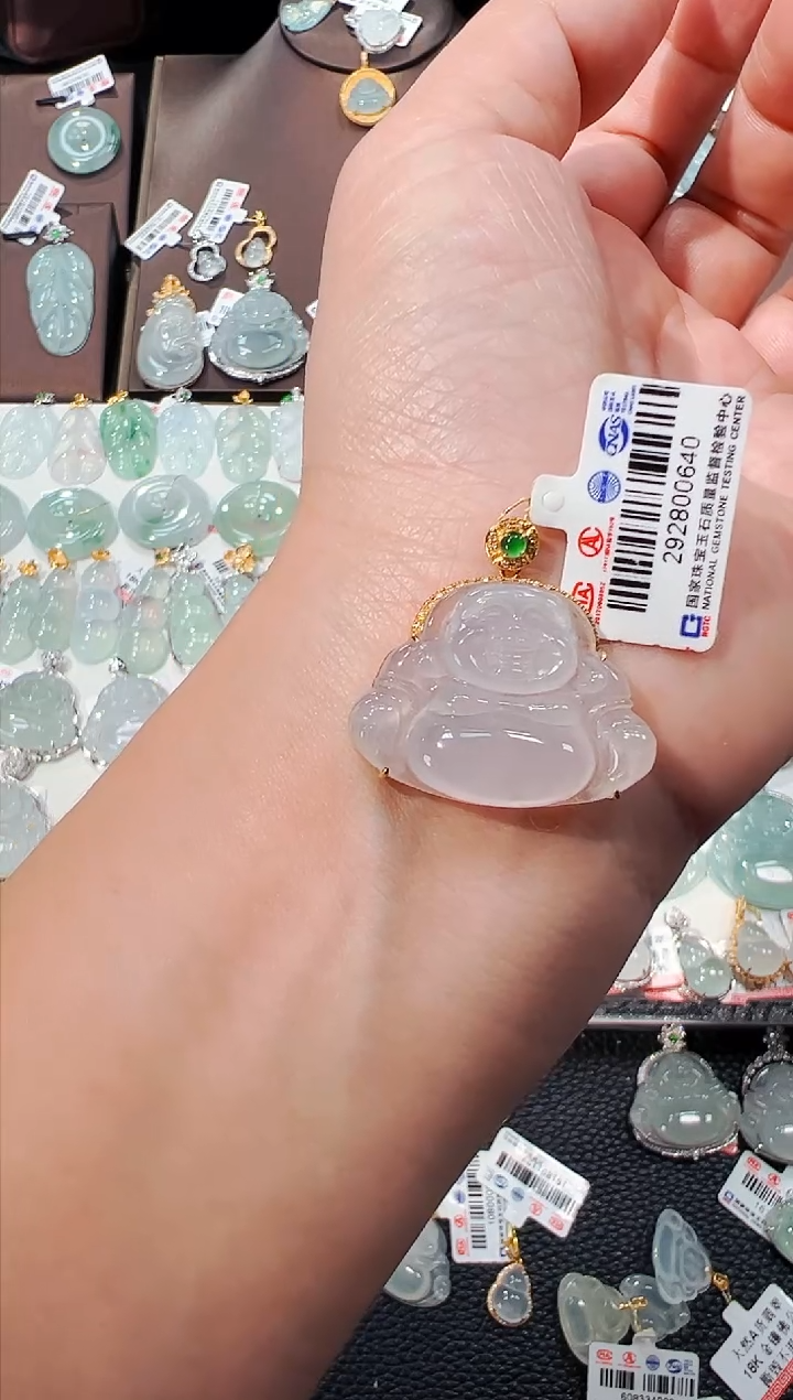 【闪购商品】翡翠吊坠(不含链)18K金镶嵌佛公吊坠640