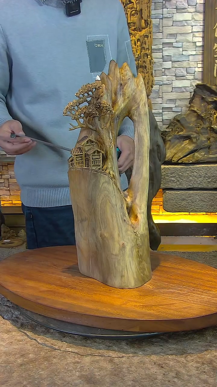 木金丝楠木山水摆件