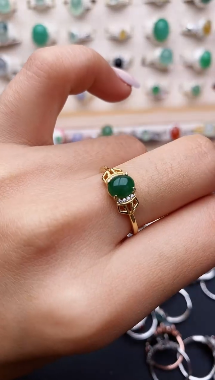 【闪购商品】翡翠戒指银S925镶嵌缅甸翡翠