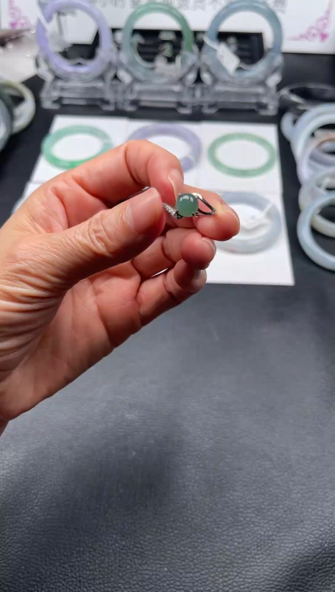 【闪购商品】翡翠戒指银S925镀金镶嵌湖水绿简约款