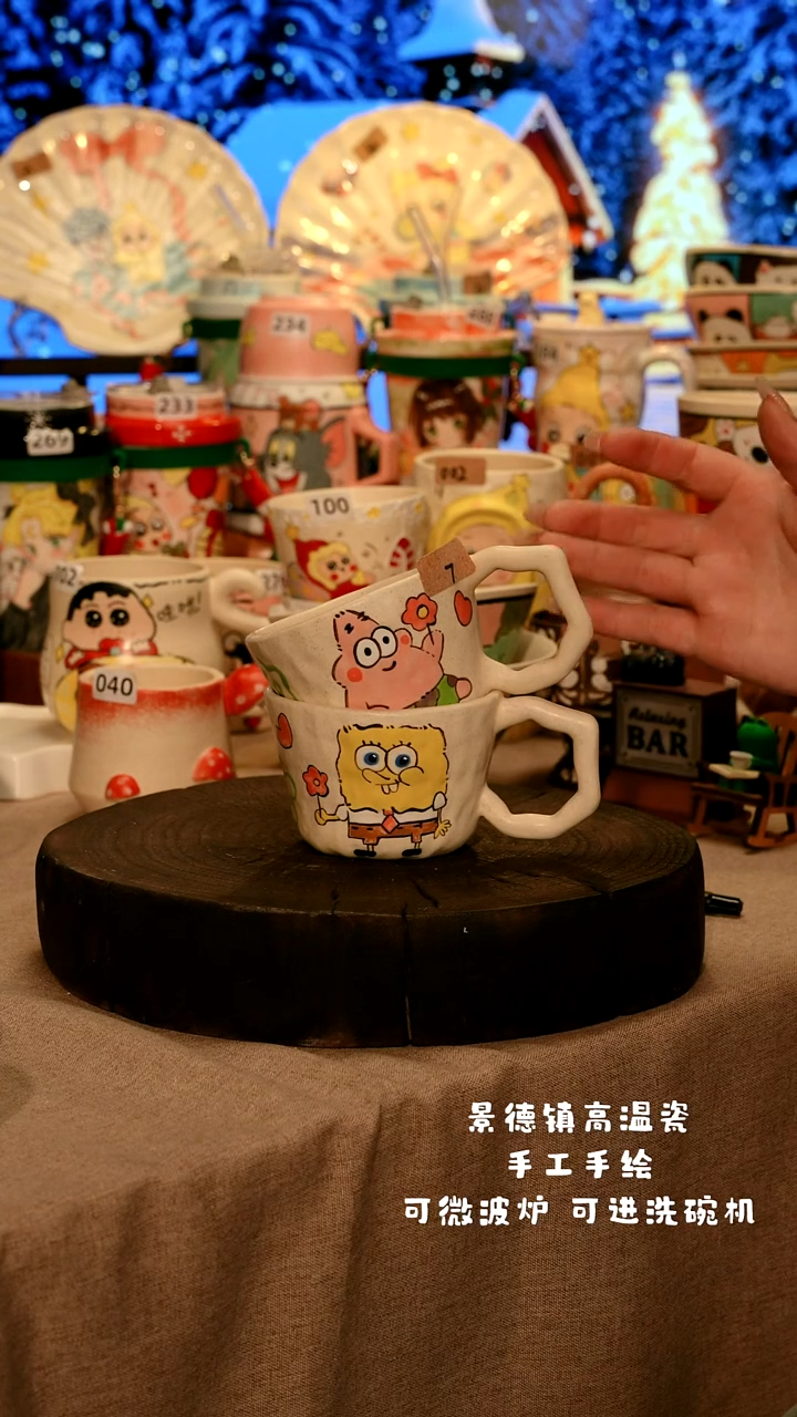 陶瓷167两件套景德镇设计师款高温陶瓷手工手绘餐具盘子