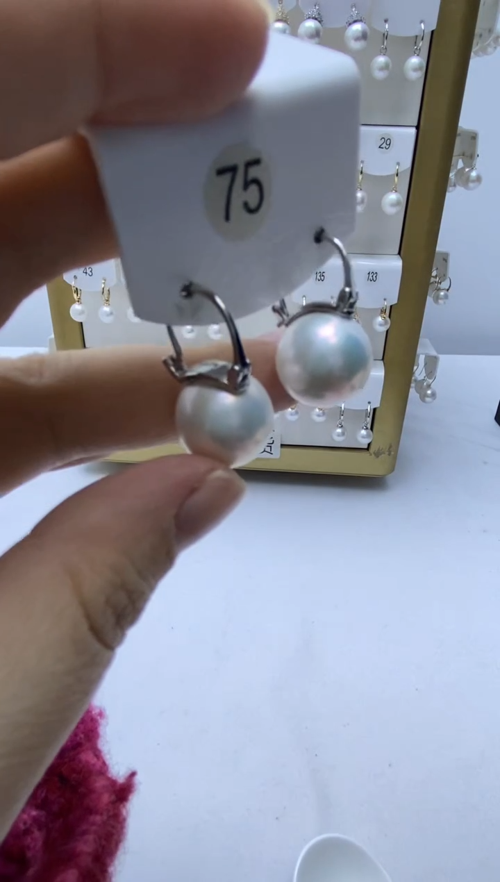 银S925镶嵌耳饰淡水珍珠75