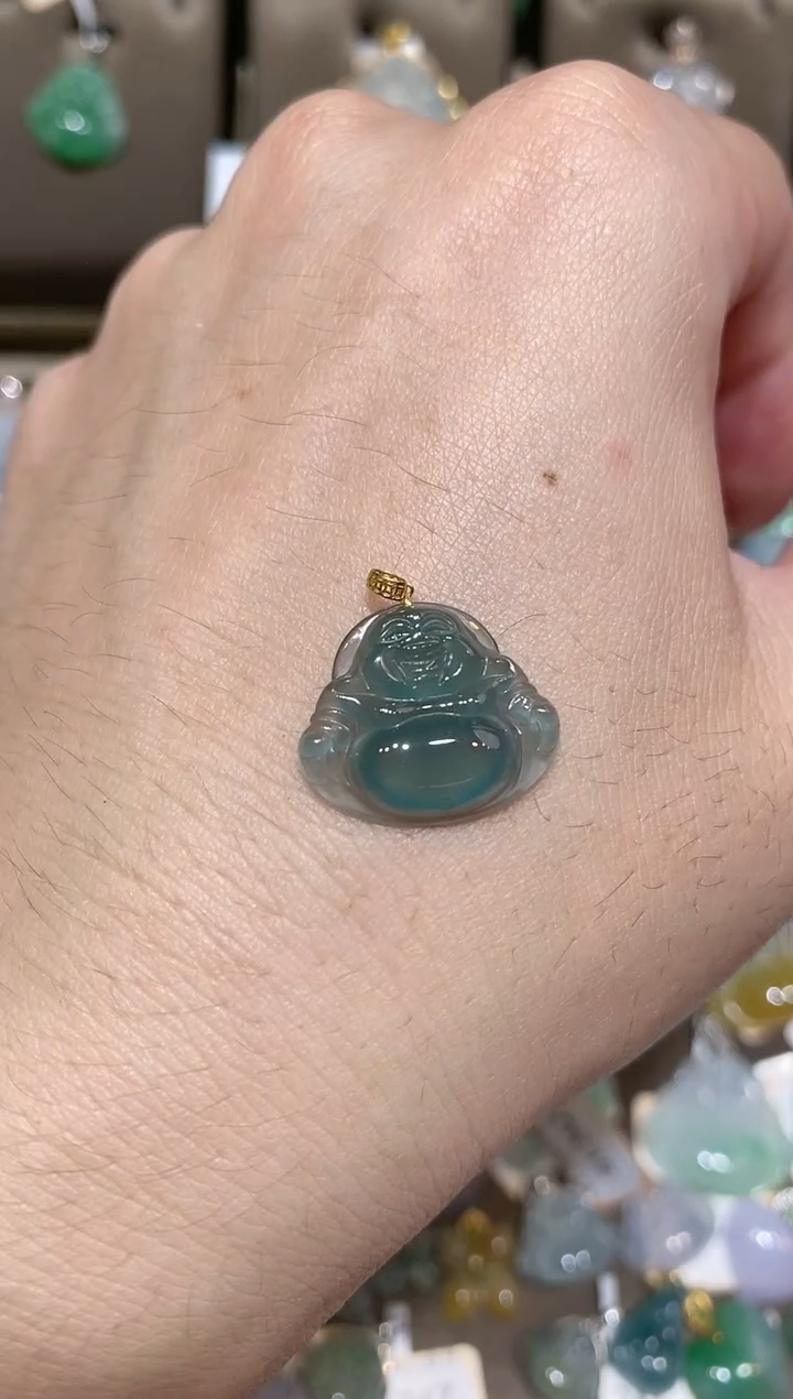 【闪购商品】翡翠18K金镶嵌颈饰天然A货翡翠一件