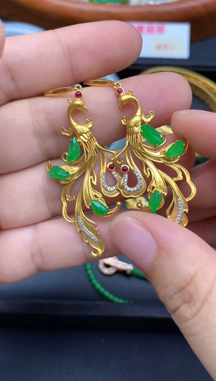 18K金镶嵌翡翠耳饰606-中国好珍宝