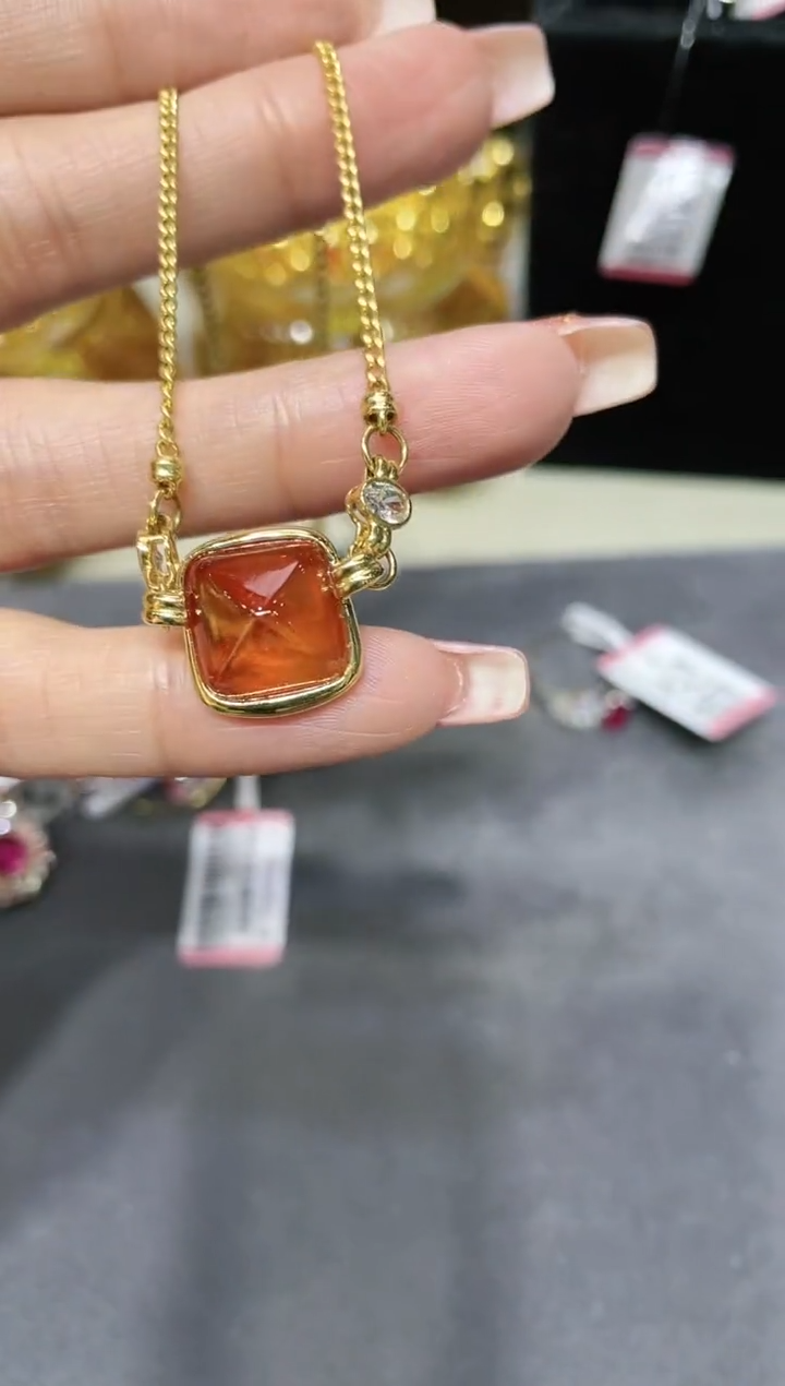 【闪购商品】石榴石（芬达石）项链18K金镶嵌·